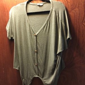 Army green knot tie shirt